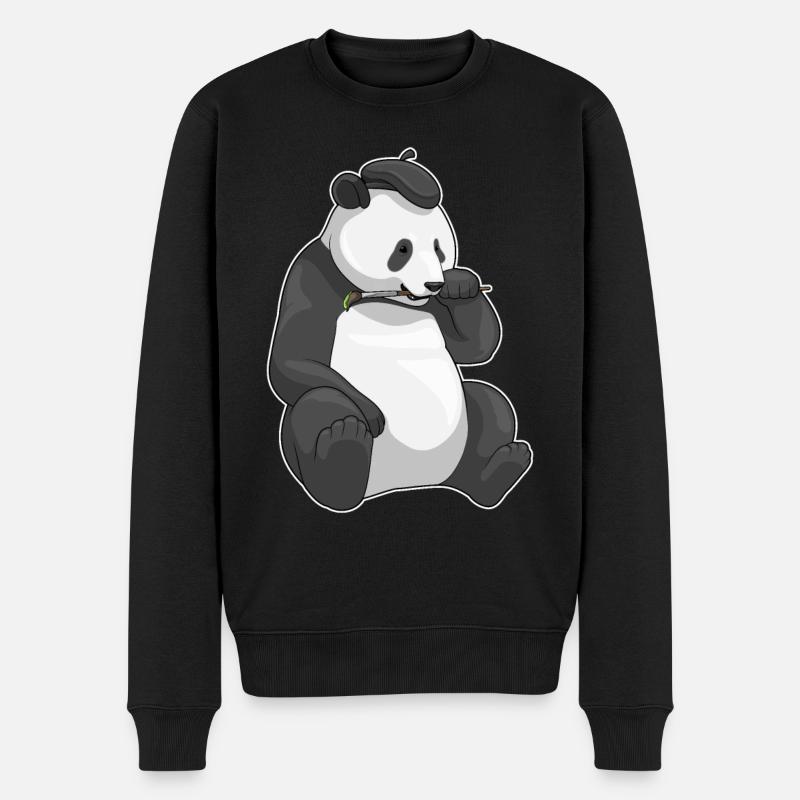 Panda Peintre Pinceau - Pull Premium bio Homme - noir