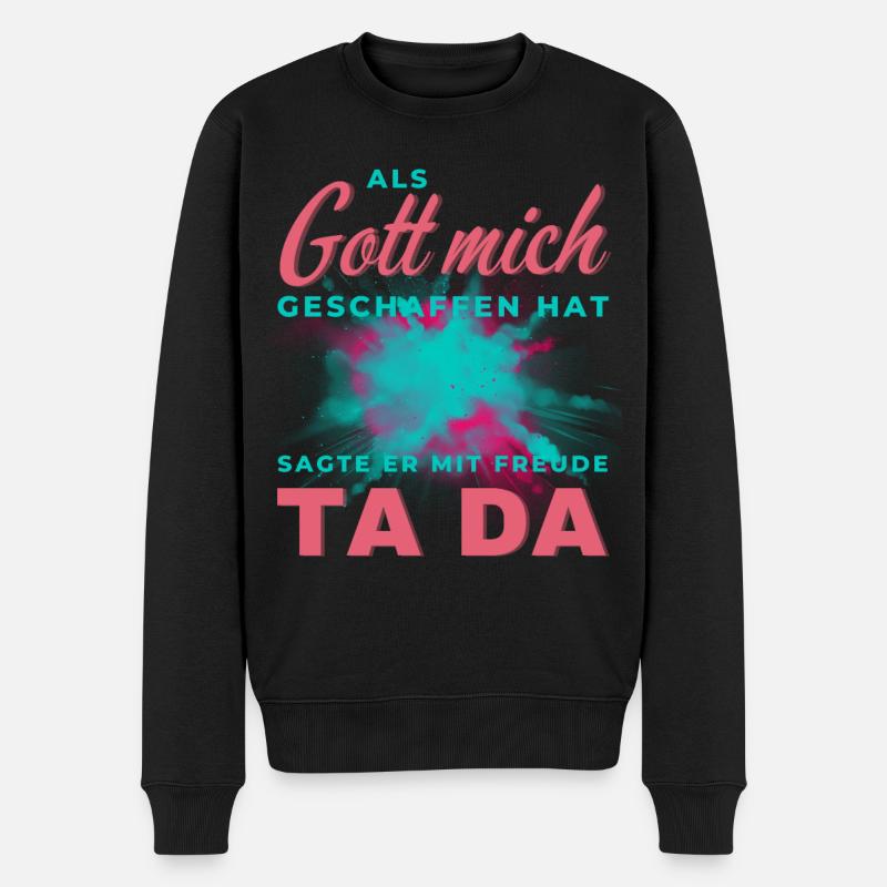 Bunter Schrift-Splash TA DA - Männer Premium Bio Pullover - Schwarz