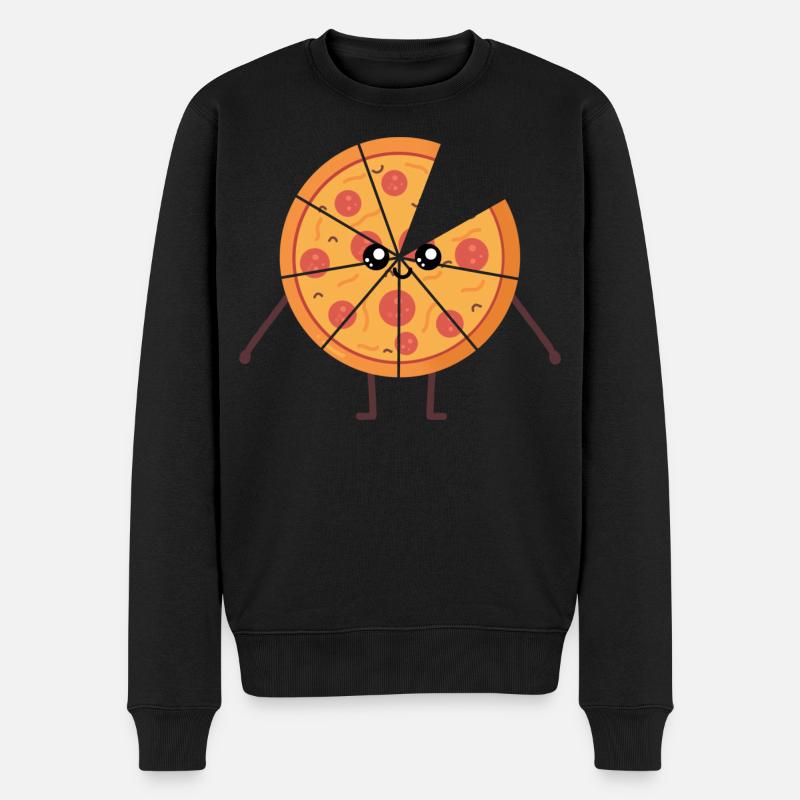 Pizza kawaii lustiges Eltern-Kind-Geschenk - Männer Premium Bio Pullover - Schwarz