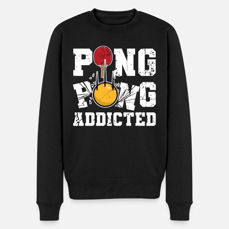 Lustiger Ping Pong Spruch - Männer Premium Bio Pullover - Schwarz