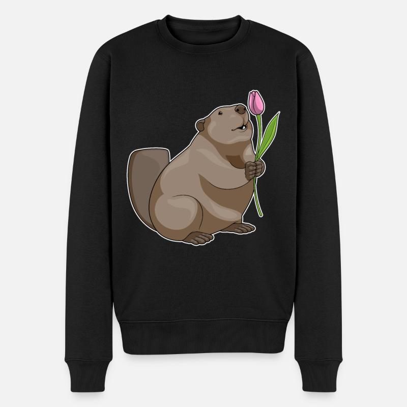 Biber Tulpe - Männer Premium Bio Pullover - Schwarz