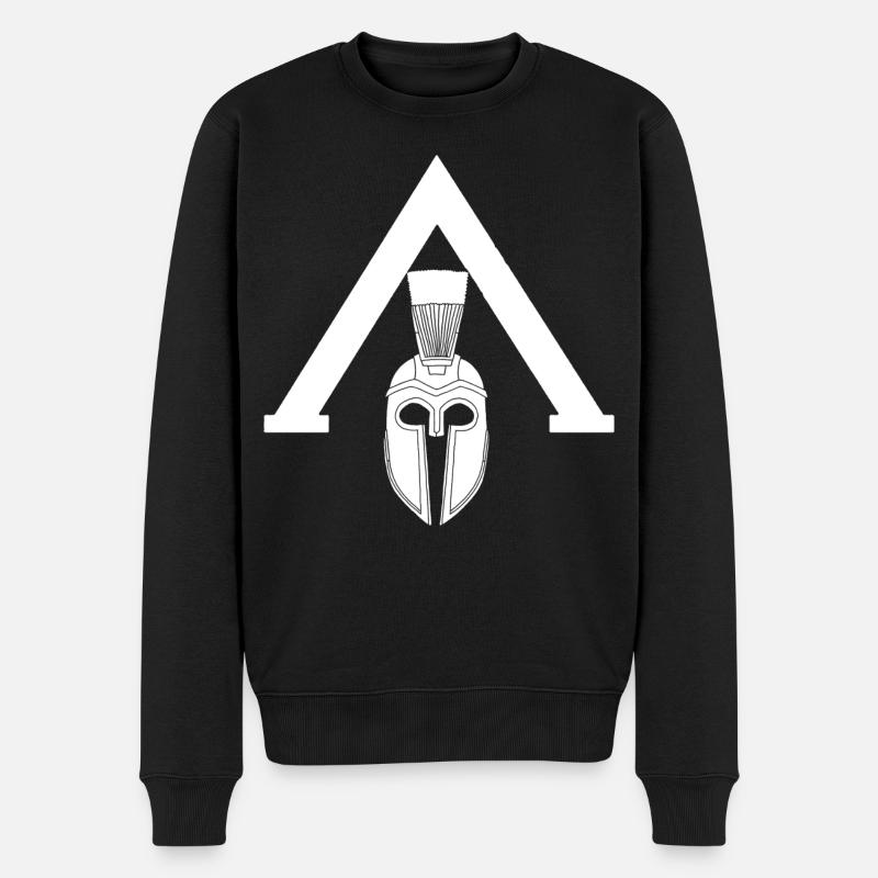 Symbole spartiate blanc - Pull Premium bio Homme - noir
