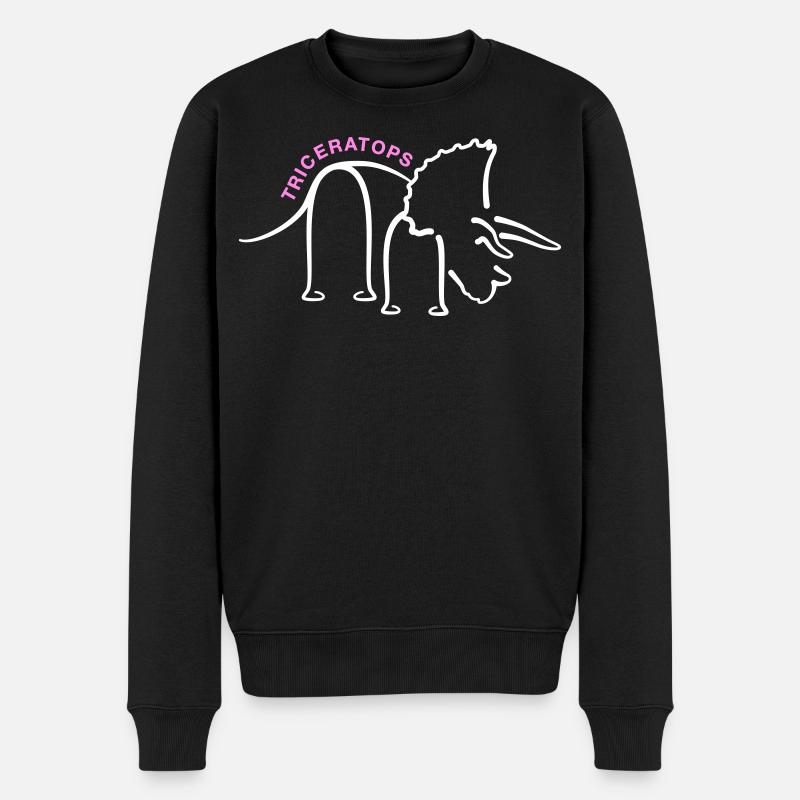 Dinosaurier Triceratops Dino Liniengrafik - Männer Premium Bio Pullover - Schwarz