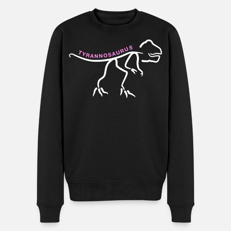 Dinosaurier Tyrannosaurus Dino Liniengrafik - Männer Premium Bio Pullover - Schwarz