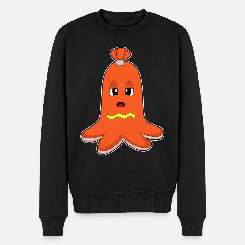 Krake Hotdog - Männer Premium Bio Pullover - Schwarz