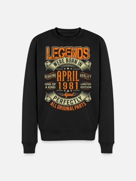 1981 April Birthday Legend - Men's Premium Organic Jumper - black
