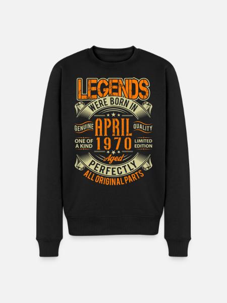 1970 April Birthday Legend - Men's Premium Organic Jumper - black