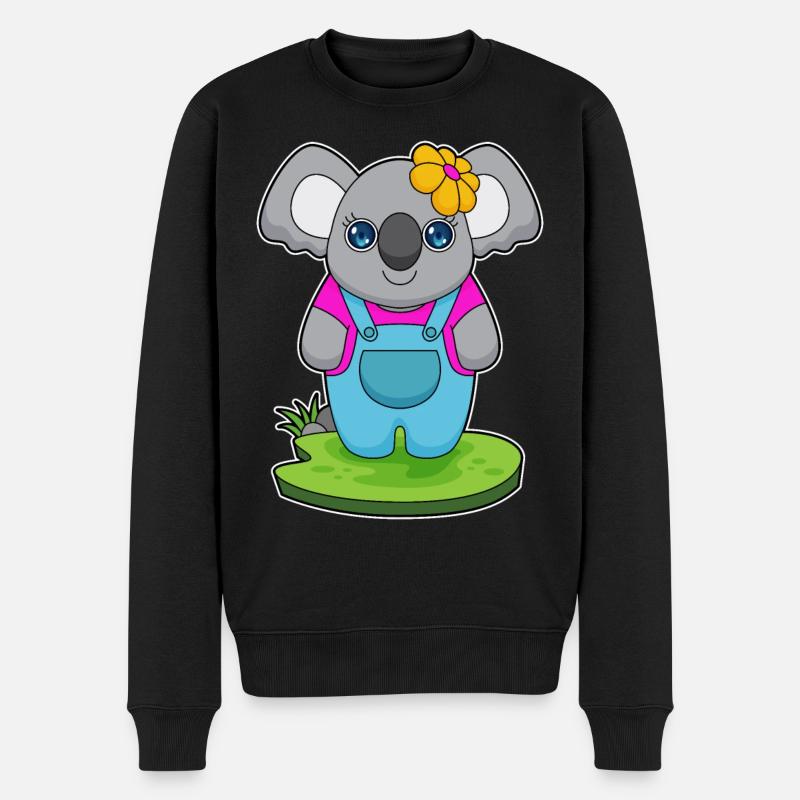 Koala Blume - Männer Premium Bio Pullover - Schwarz