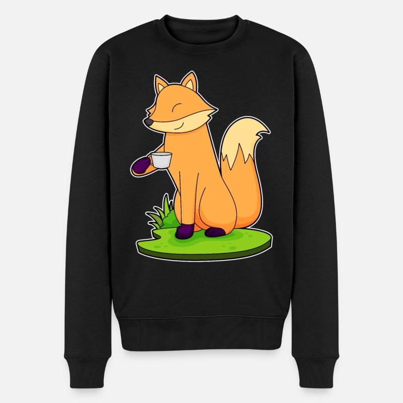 Fuchs Tasse Kaffee - Männer Premium Bio Pullover - Schwarz