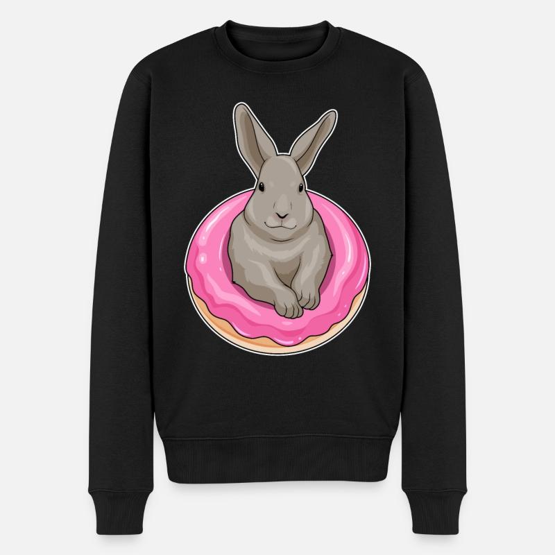 Hase Donut - Männer Premium Bio Pullover - Schwarz
