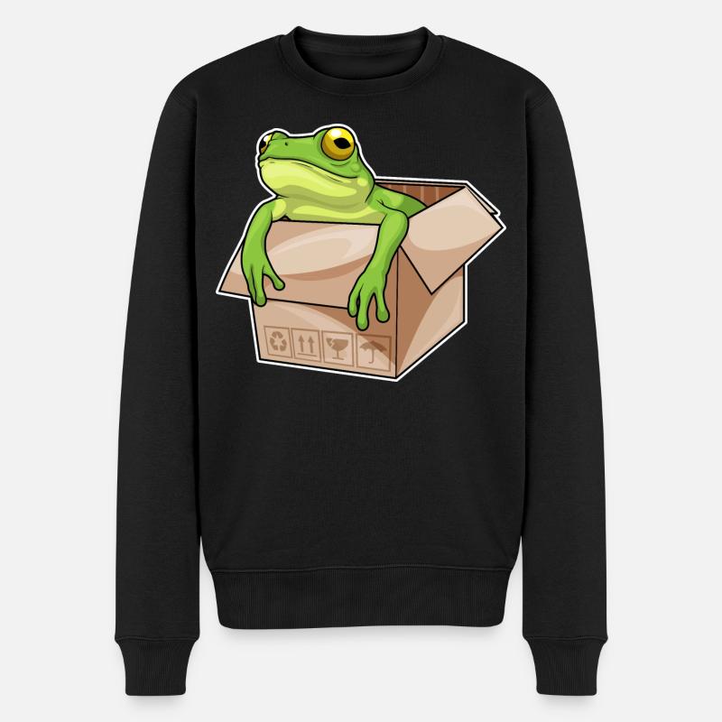 Frosch Karton - Männer Premium Bio Pullover - Schwarz