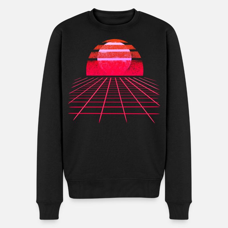 Sunset Vaporwave Retro Wave - Männer Premium Bio Pullover - Schwarz
