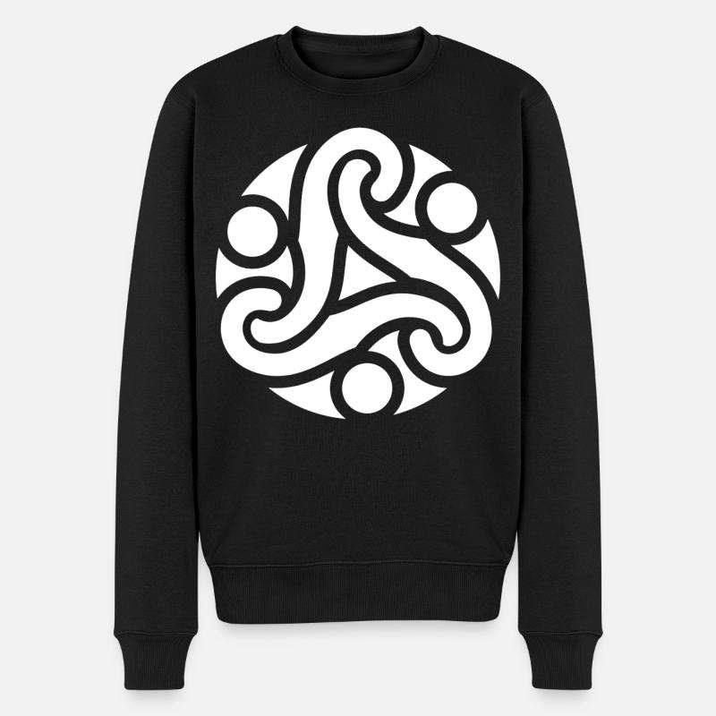 Keltisches Schutzsymbol (weiß) - Männer Premium Bio Pullover - Schwarz
