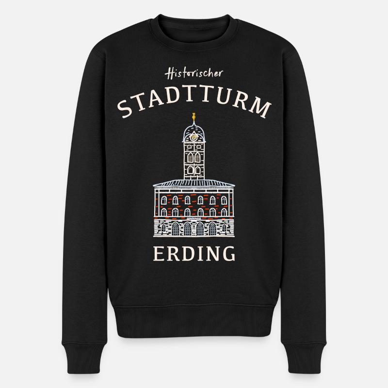 Erding kultiger Stadtturm, Bayern, Deutschland - Männer Premium Bio Pullover - Schwarz