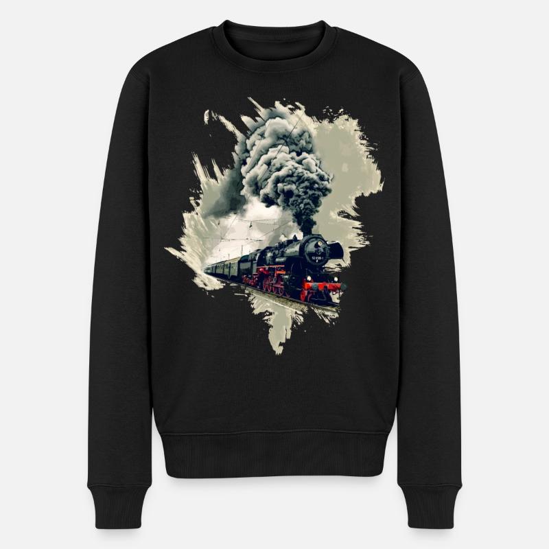 Alte Dampflok - Männer Premium Bio Pullover - Schwarz