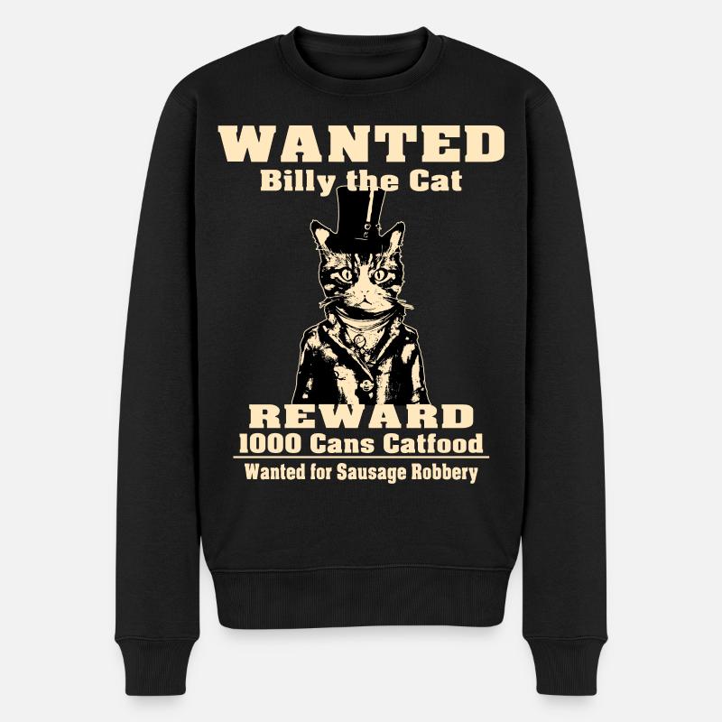 Billy The Cat | Katzenfreunde Geschenk - Männer Premium Bio Pullover - Schwarz
