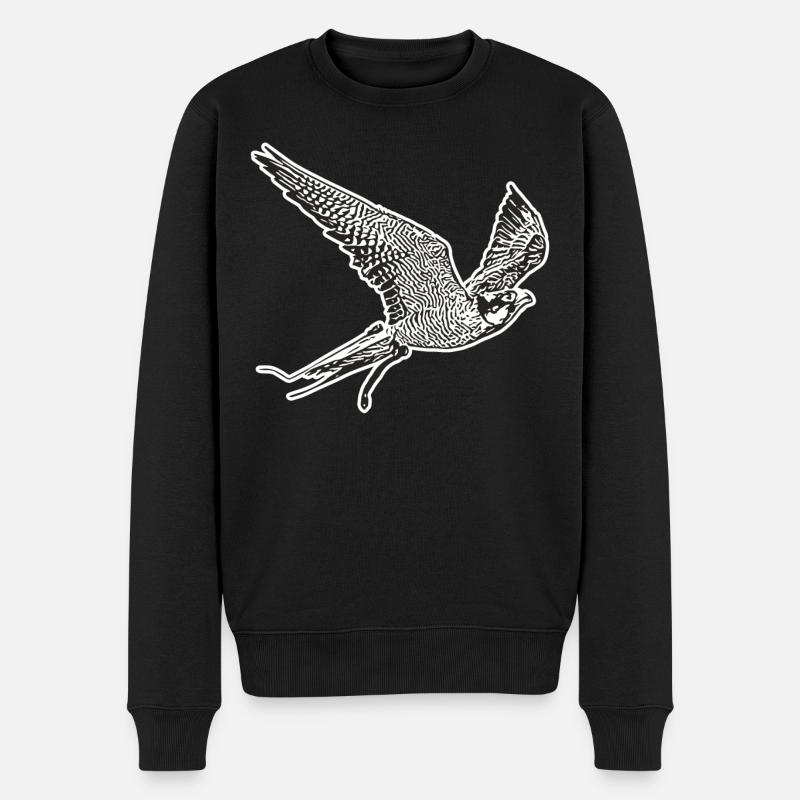 Falke im Flug - Männer Premium Bio Pullover - Schwarz