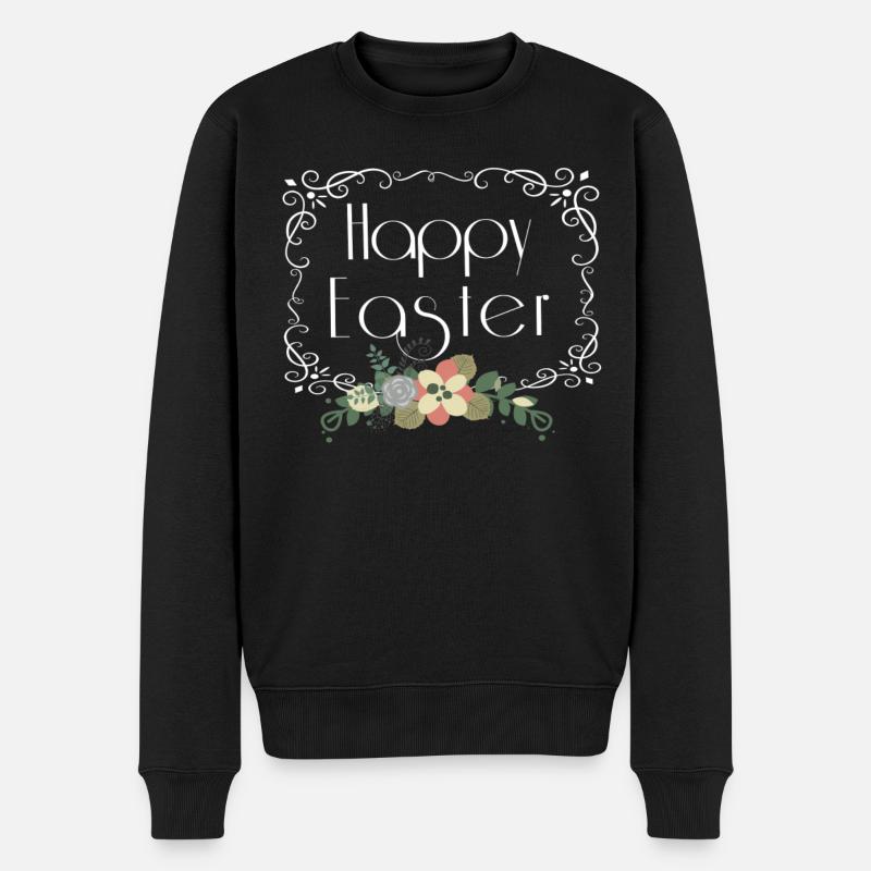 Joyeuses Pâques Florales - Pull Premium bio Homme - noir