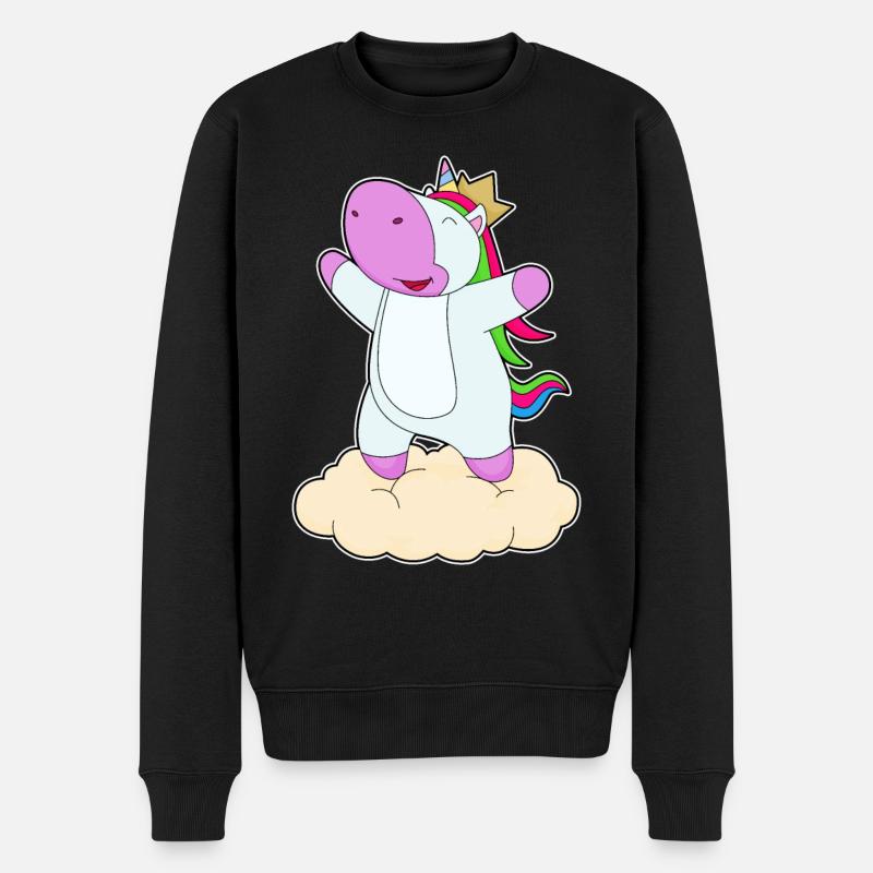 Einhorn Prinz Krone - Männer Premium Bio Pullover - Schwarz