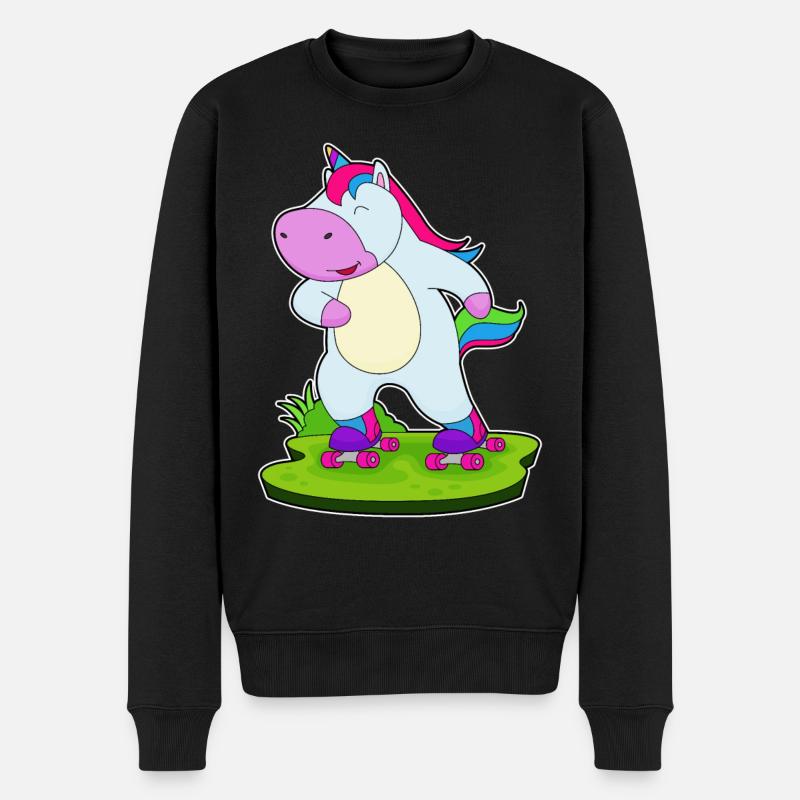 Einhorn Inline skating Rollschuhe - Männer Premium Bio Pullover - Schwarz