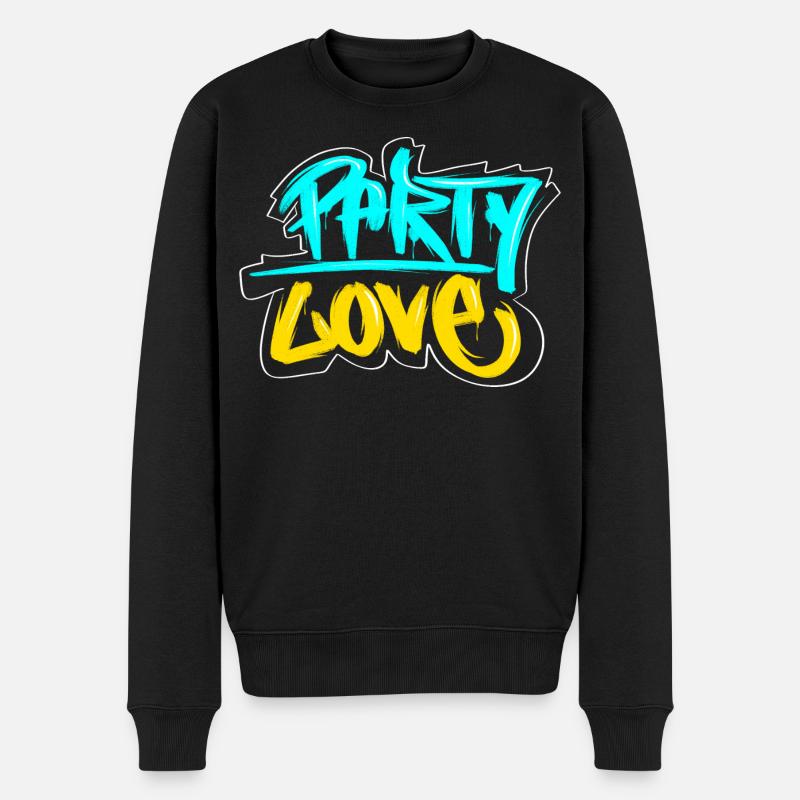 Party Love Graffiti Druck - Männer Premium Bio Pullover - Schwarz