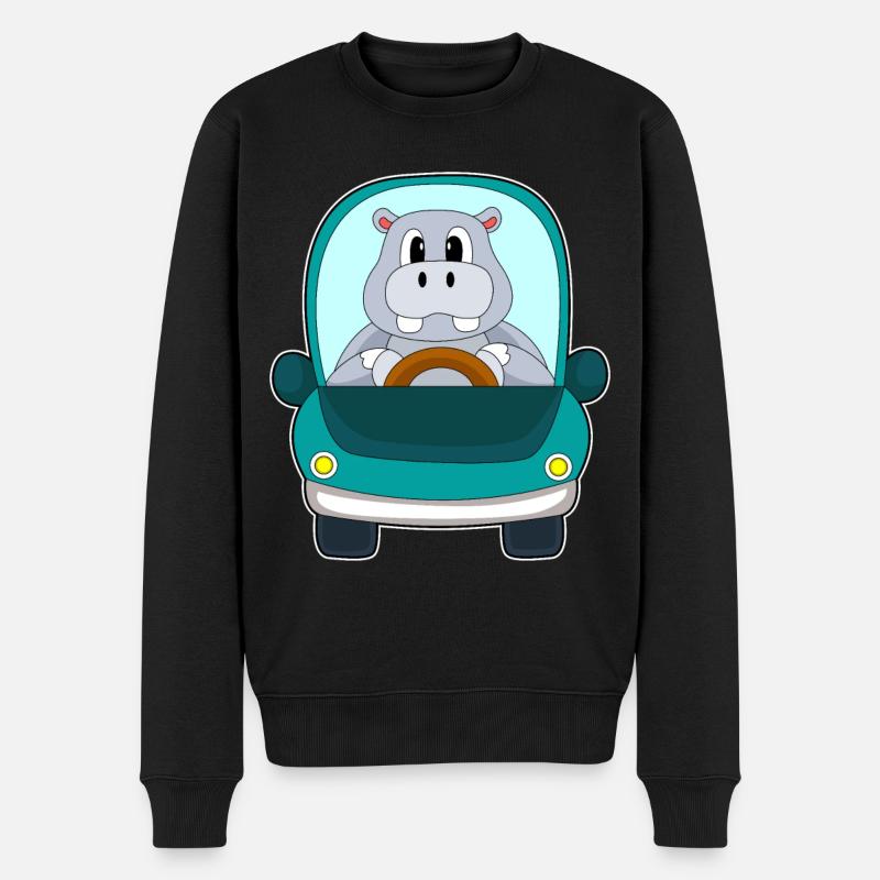 Nilpferd Auto - Männer Premium Bio Pullover - Schwarz