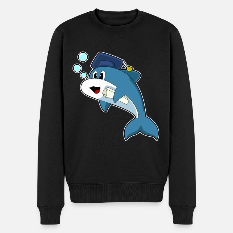 Delfin Student Diplom - Männer Premium Bio Pullover - Schwarz