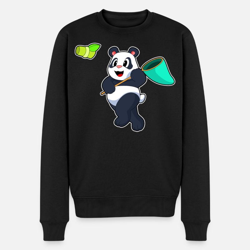 Panda Landing Net Bambou - Pull Premium bio Homme - noir