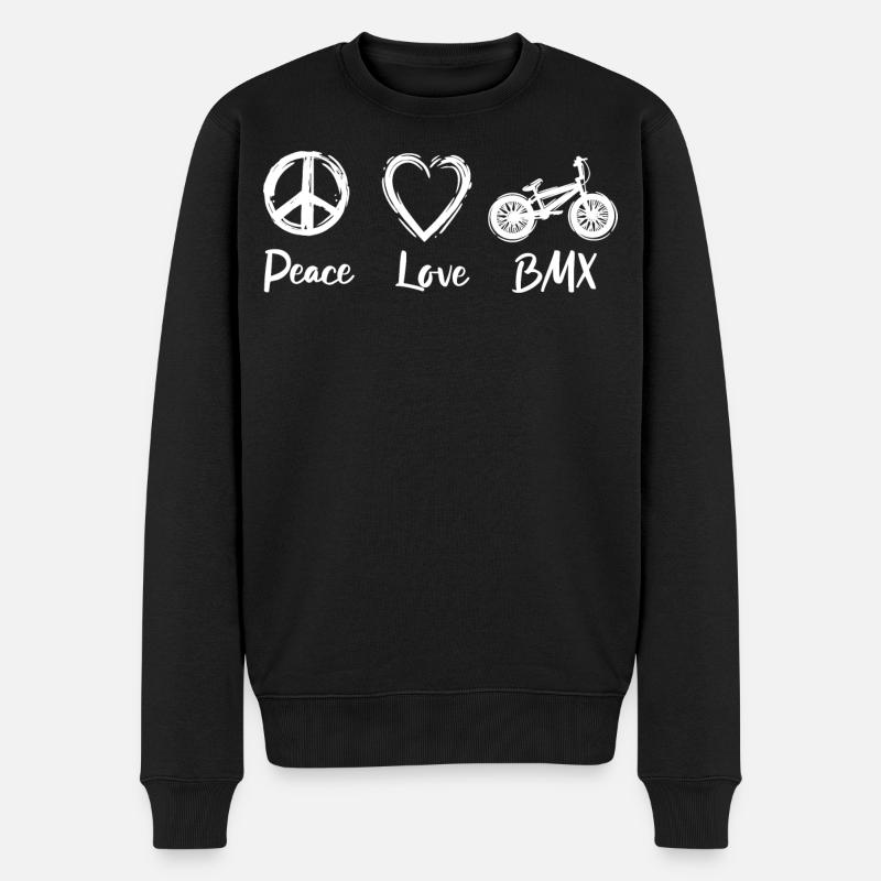 Peace Love BMX - Männer Premium Bio Pullover - Schwarz
