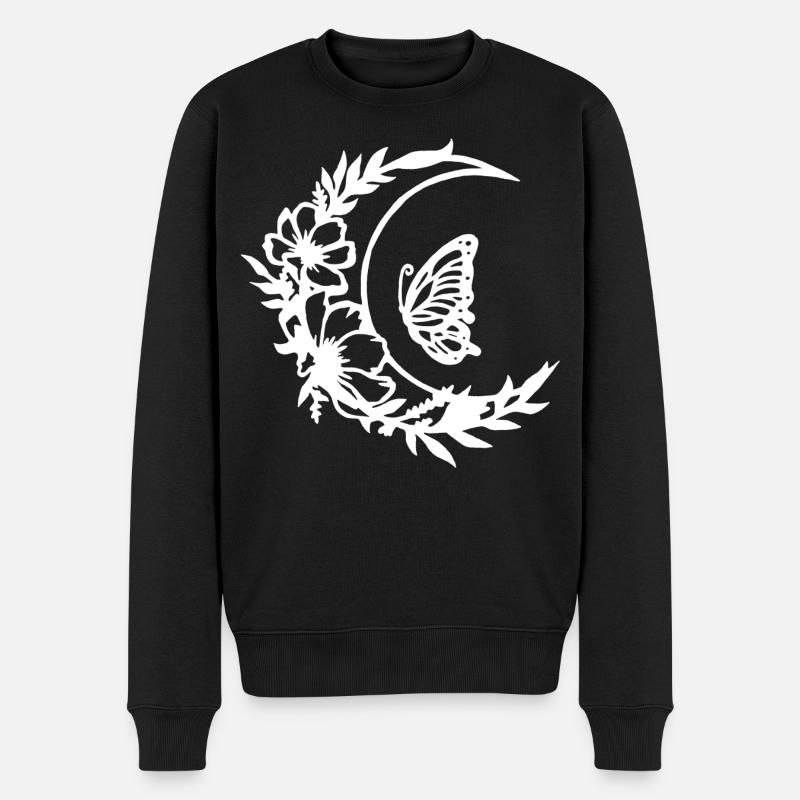 Fleurs de lune (blanc) - Pull Premium bio Homme - noir
