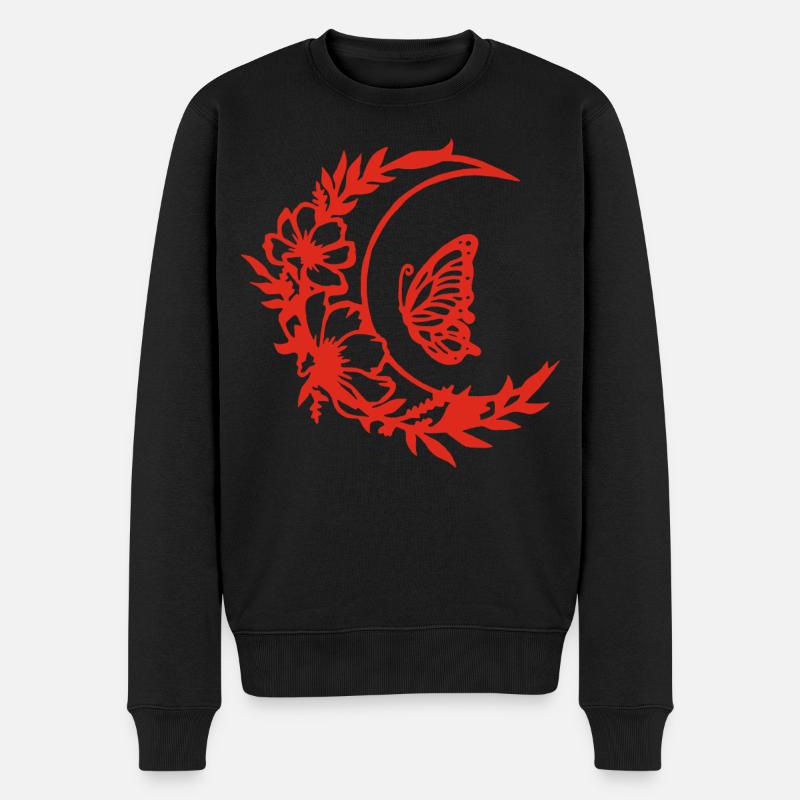 Mondblumen (rot) - Männer Premium Bio Pullover - Schwarz