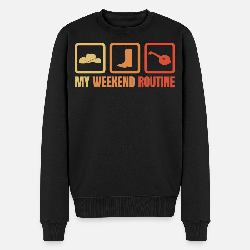 Meine Wochenendroutine - Männer Premium Bio Pullover - Schwarz