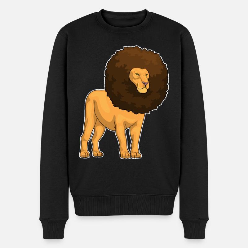 Löwe Afro Frisur - Männer Premium Bio Pullover - Schwarz