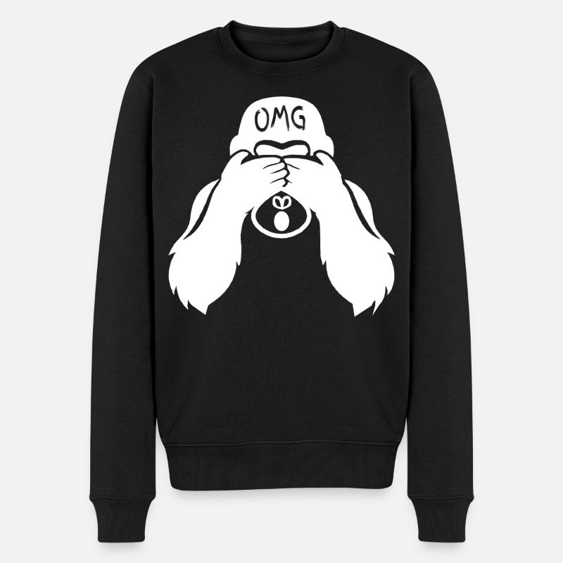 Witziger Gorilla OMG Affe - Männer Premium Bio Pullover - Schwarz