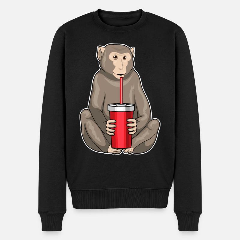 Affe Trinkbecher - Männer Premium Bio Pullover - Schwarz