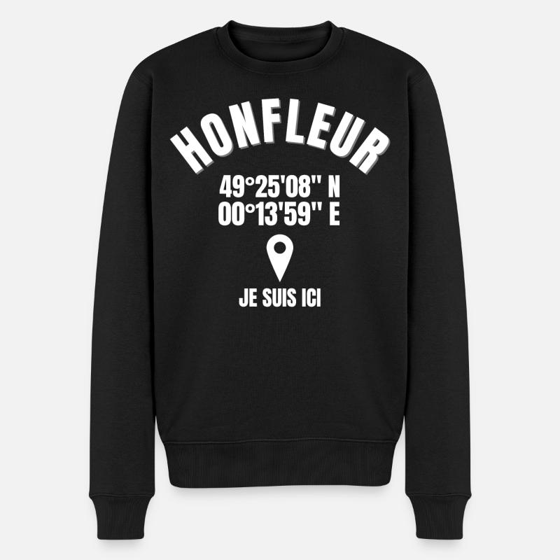 Honfleur, Normandie, côte fleurie - Pull Premium bio Homme - noir