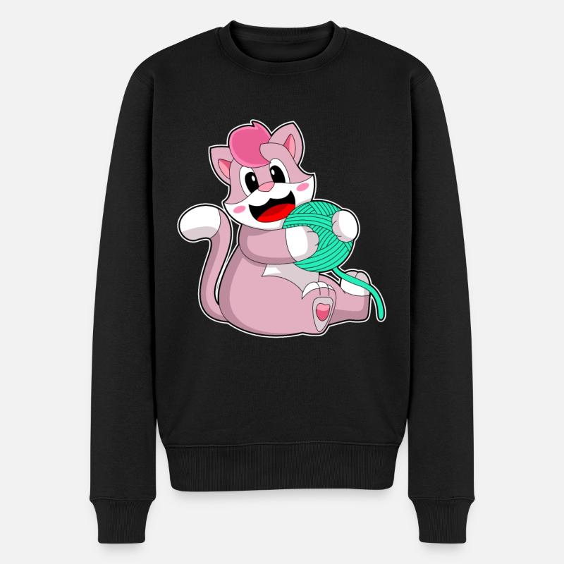 Chat boule de laine - Pull Premium bio Homme - noir