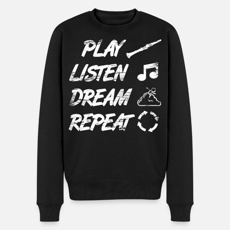 Jouer, écouter, rêver, répéter - Pull Premium bio Homme - noir