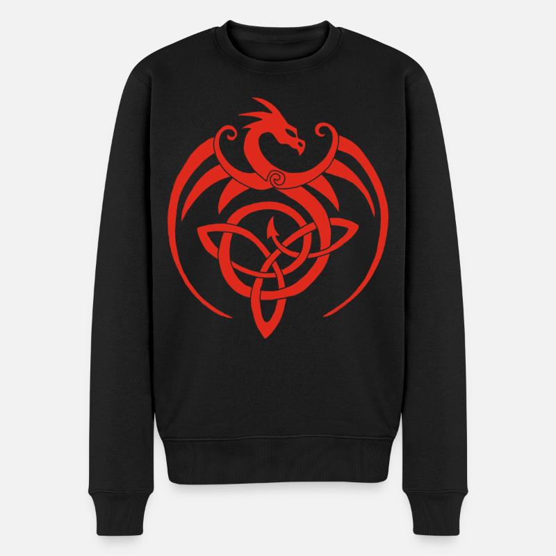 Roter Drache und keltisches Symbol - Männer Premium Bio Pullover - Schwarz