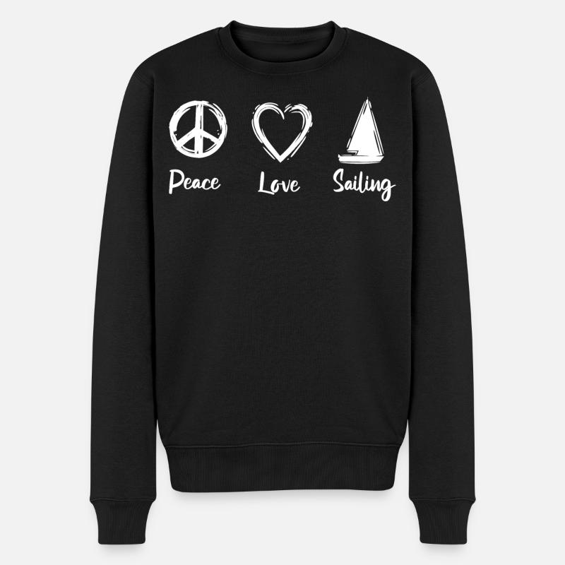 Peace Love Sailing - Pull Premium bio Homme - noir