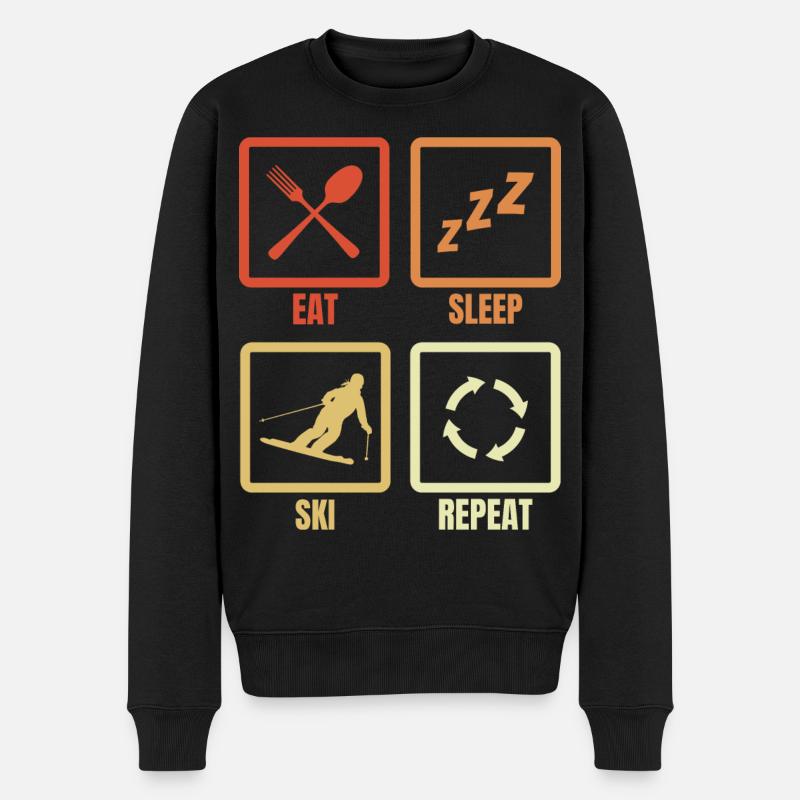 Manger, dormir, skier, répéter - Pull Premium bio Homme - noir