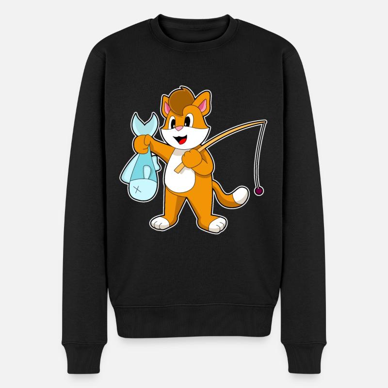 Pêche au chat pêcheur - Pull Premium bio Homme - noir