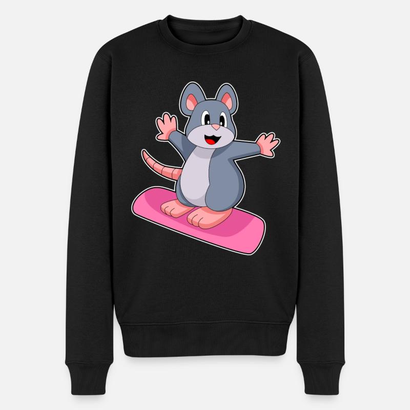 Maus Snowboarder Snowboard - Männer Premium Bio Pullover - Schwarz