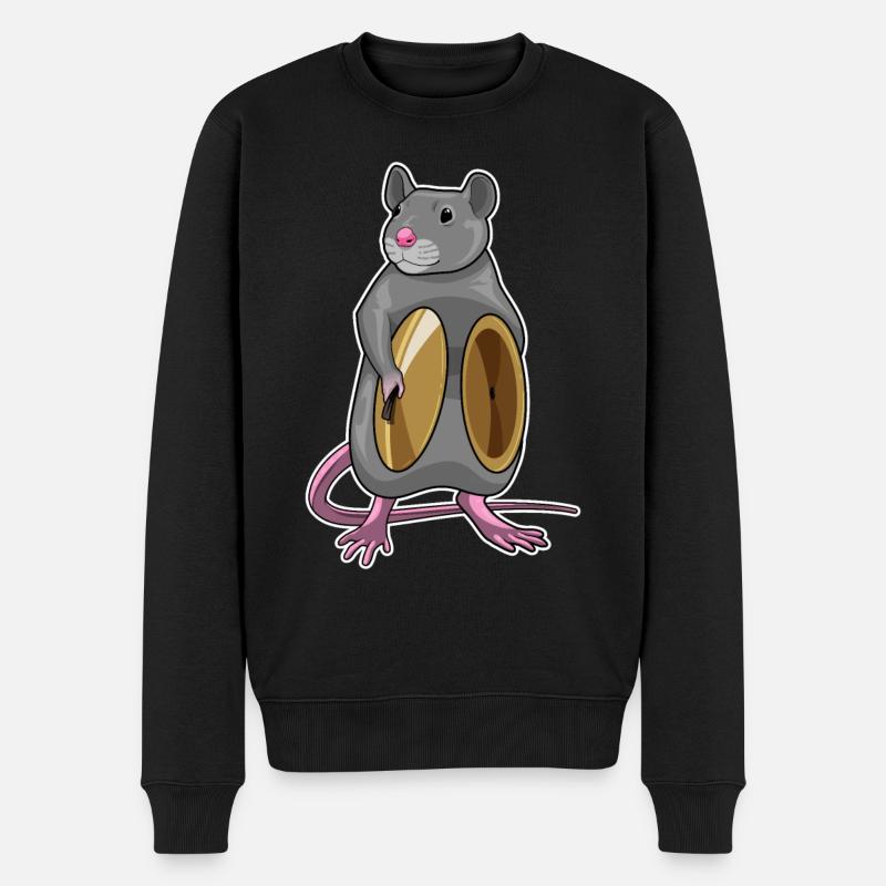 Ratte Musiker Becken Musik - Männer Premium Bio Pullover - Schwarz