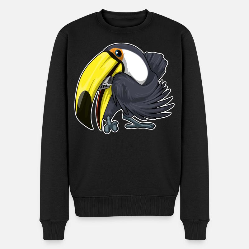 Toucan Musicien Harmonica Musique - Pull Premium bio Homme - noir