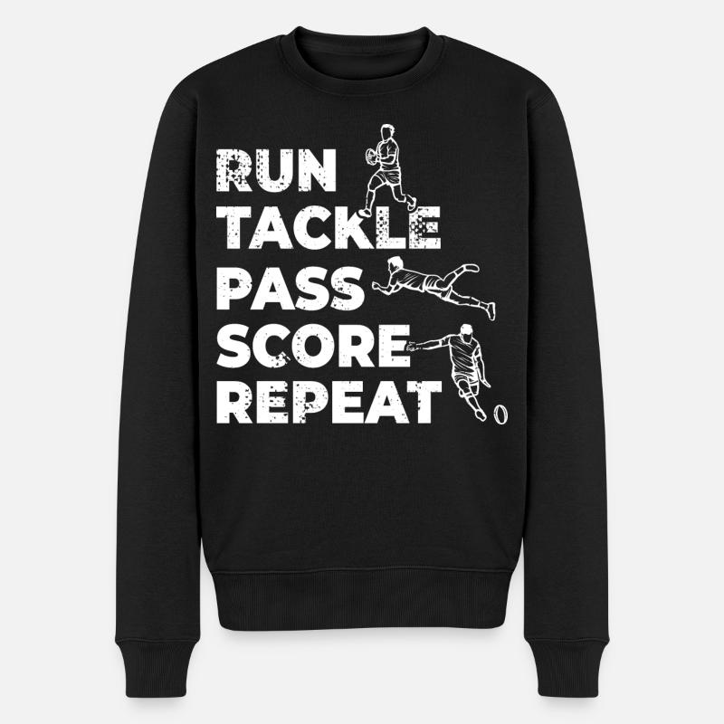 Horaire des joueurs de rugby - Pull Premium bio Homme - noir