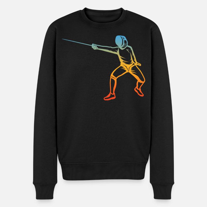 Fechter Zeichnung - Männer Premium Bio Pullover - Schwarz