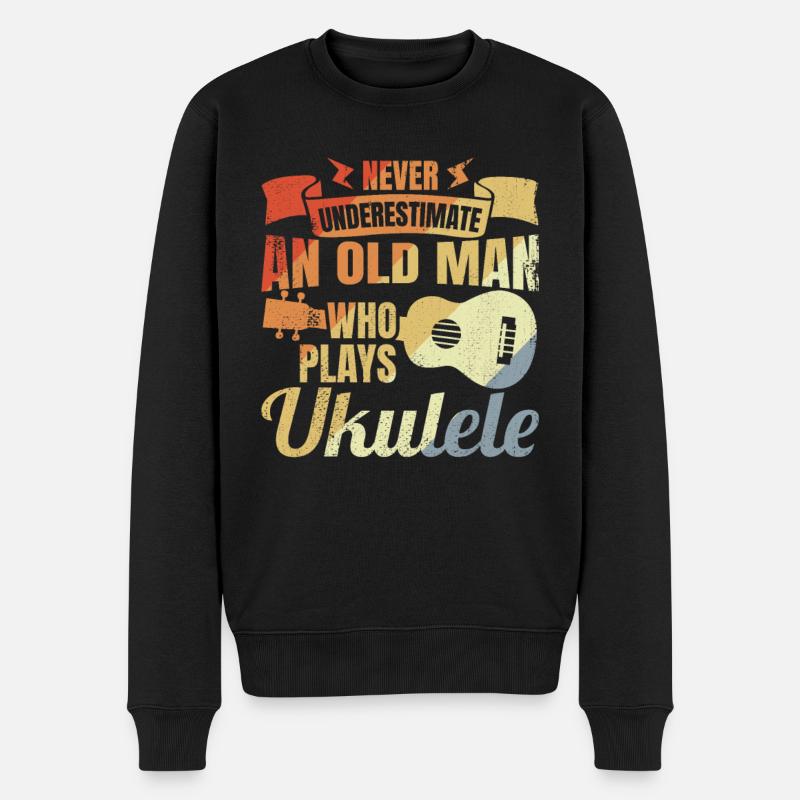 Ukulele Großvater - Männer Premium Bio Pullover - Schwarz