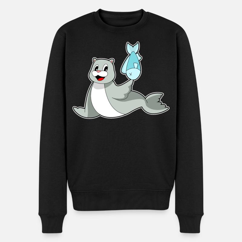 Poisson phoque - Pull Premium bio Homme - noir