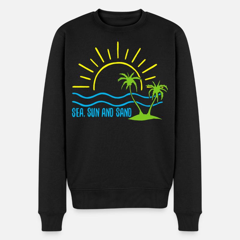 Meer, Sonne und Sand - Männer Premium Bio Pullover - Schwarz